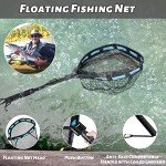 PLUSINNO Floating Fishing Net, Rubber Coated Fish net for Easy Catch and Release, Fishing Nets Freshwater for Bass, Trout, Walleye, Kayak, Folding Landing Net for Easy to Carry and Storage