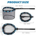 PLUSINNO Floating Fishing Net, Rubber Coated Fish net for Easy Catch and Release, Fishing Nets Freshwater for Bass, Trout, Walleye, Kayak, Folding Landing Net for Easy to Carry and Storage