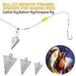 Dr.Fish 5 Pack Pyramid Sinkers Saltwater Lead Fishing Weight 1oz-32oz/2LB Triangle Surf Fishing Bank River Catfishing Pompano 2oz