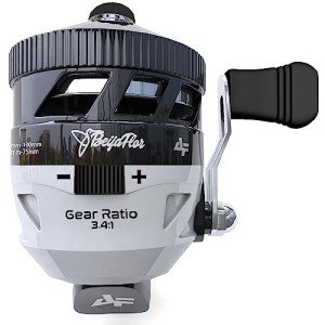 Spincast Fishing Reel 12LB Smooth Drag 3.4:1 Gear Ratio Trouble Free Push Button Bait Casting Right Hand Retrieve,Durable All-Metal Gears Pre-Spooled with 0.28mm 120m Monofilament Line (White)