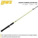 Lew's Crappie Thunder Casting Fishing Rod, 5-Foot 6-Inch 2-Piece Fishing Rod, Light Power, Fast Action, Premium 2-Piece Graphite Blank, EVA Full Length Handle, Crappie Thunder Green
