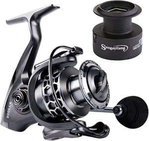 Sougayilang Fishing Reel 13+1BB Light Weight Ultra Smooth Aluminum Spinning Fishing Reel with Free Spare Graphite Spool (XY2000)