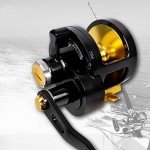 Fiblink Trolling Fishing Reel Boat Fishing Conventional Fishing Reel Aluminum Alloy Body Large Line Capacity Double Brake 55 LBs Max Drag (10000(Right Handed)-Black&Gold)