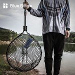 Blue Billow Rubber Fishing Net Large Folding Landing Net,Collapsible Aluminum Pole Handle with Deep Net for Fishing,Big Fishing Net for Freshwater and Saltwater,Fly Fsihing Net Extend to 67 inches