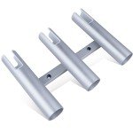 Marinebaby Fishing Boat Rod Holder Aluminum, 3/4 Link Tube Aluminum Rod Rack, Suit Boats & Yacht Silver & Blue (Silver:3 Tube)