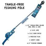 Kid Casters Tangle-Free Fishing Combo | Spincast Reel & Practice Casting Plug with Bobber | 34" Tangle-Free Combo | Pre-spooled 6-lb Line | Blue