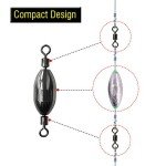 AMYSPORTS Saltwater Fishing Weights Swivel Bullet Sinkers Fishing Weight Brass Fishing Weights Freshwater Bass Sinker Weight with Swivel Rolling 10pcs 1/4oz