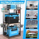 PLUSINNO 3 Tier Fishing Rod Holder, Fishing Pole Holders for Garage, Fishing Rod Rack Fishing Rod Storage Up to 8 Rods, Fishing Gear Tackle Box Fishing Equipment Organizers, Fishing Gifts for Men