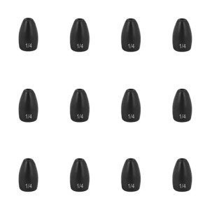 Fishfun 12Pcs Tungsten Flipping Fishing Weights, Sizes Engraved Worm Sinkers for Bass Fishing, 1/8oz, Black Anodized