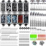 Ghosthorn Fishing Gear Set Fishing Tackle Box with Tackle Included Fishing Accessories Kit Organized fishing Lures Hooks Weights Beads for Bass Trout Walleye (340pcs Fishing Accessories Kit)