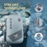 Xelfly - Waterproof Fishing Backpack with Rod Holder, Inflatable Air Valve, Padded Waist Straps & Gear Loops - Submersible Zipper, Rugged Top Handle, Adjustable Attachments (Gray)