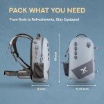 Xelfly - Waterproof Fishing Backpack with Rod Holder, Inflatable Air Valve, Padded Waist Straps & Gear Loops - Submersible Zipper, Rugged Top Handle, Adjustable Attachments (Gray)