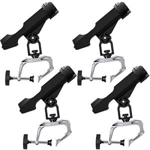 4 Pcs Fishing Boat Rods Holder 360 Degree Adjustable Folding Fishing Pole Holders with Large Clamp Opening for Boat Trolling Holder Pole Stand Rack Rod Bracket for Kayak Canoe Dock