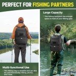 MATEIN Fishing Backpack Tackle Box, Water Resistant Tackle Backpack Fishing Bags with Cooler & Rod Holders, Large Fishing Tackle Bag Storage Fishing Gear Accessories, Fishing Gifts for Men, Black