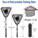 Fishing Net with Handle, Telescoping & Folding Fish Net for Easy Transport & Storage, Durable Freshwater & Saltwater Fishing Gear for Kids & Adults, Compact & Portable Design