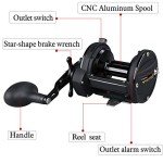 Sougayilang Conventional Reel 50 Trolling Fishing Reel Powerful Drag Fishing Reel for Saltwater Big Game (HSTL Black 50)