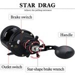 Sougayilang Conventional Reel 50 Trolling Fishing Reel Powerful Drag Fishing Reel for Saltwater Big Game (HSTL Black 50)