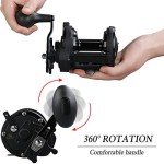 Sougayilang Conventional Reel 50 Trolling Fishing Reel Powerful Drag Fishing Reel for Saltwater Big Game (HSTL Black 50)