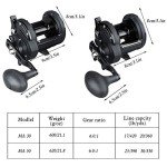 Sougayilang Conventional Reel 50 Trolling Fishing Reel Powerful Drag Fishing Reel for Saltwater Big Game (HSTL Black 50)