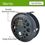 Martin Caddis Creek Fly Fishing Reel, Size 6/5 Single Action Fly Reel with Rim-Control, Changeable Right- or Left-Hand Retrieve, Lightweight Aluminum Spool, Brown, Multi