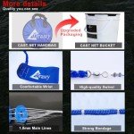 Drasry Saltwater Fishing Cast Net 3/8 and 1/4 Mesh with Heavy Duty Gray Sinker American Monofilament Fish Throw Net for Bait Trap 3FT 4FT 5FT 6FT 7FT 8FT 9FT Radius 1/4, 5FT Radius /150cm