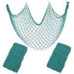 Decorative Fishing Net 80x40 Inch,YuanDe 2 Pack Large Aqua Picture Fish Net, Wall Photo Hanging Fishnet for Nautical Mermaid Pirate Ocean Themed Hawaii Beach Under The Sea Party Decorations