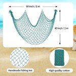 Decorative Fishing Net 80x40 Inch,YuanDe 2 Pack Large Aqua Picture Fish Net, Wall Photo Hanging Fishnet for Nautical Mermaid Pirate Ocean Themed Hawaii Beach Under The Sea Party Decorations