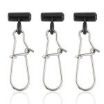 Dr.Fish 30 Pack Sinker Slides for Fishing, Sinker Weight Silder Line Slide Sleeve Swivel Duo Lock Snaps for Saltwater Bottom Fishing Fish Fider Rig Catfish Rig Black 110Lb