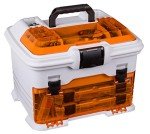 Flambeau Outdoors T4P Pro Multiloader Tackle Box - Portable Fishing Lure Organizer Station With Zerust Anti-RustTechnology, Includes 5 Removable Tuff Tainer Tackle Boxes, White/Orange