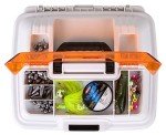 Flambeau Outdoors T4P Pro Multiloader Tackle Box - Portable Fishing Lure Organizer Station With Zerust Anti-RustTechnology, Includes 5 Removable Tuff Tainer Tackle Boxes, White/Orange