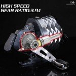 Sougayilang Spincast Fishing Reel, Easy to Use Push Button Casting Design，High Speed 3.9 :1，All-Metal Gears, Changeable Right/Left-Hand Retrieve, Includes Monofilament Line