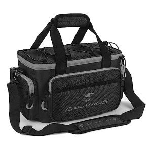 Calamus Fishing Tackle Bags - Saltwater & Freshwater Fishing Bags - Rip-Stop PE - Padded Shoulder Strap - Pliers Storage - Black