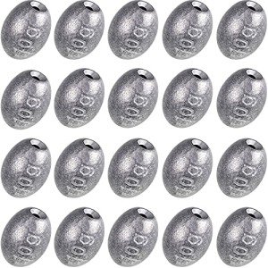 Sumind 20 Pieces Egg Sinkers Fishing Bass Weights Drop Fishing Bottom Tackle Casting for Olive Freshwater Saltwater, 10g, 3/8oz