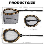 PLUSINNO Floating Fishing Net, Rubber Coated Fish net for Easy Catch and Release, Fishing Nets Freshwater for Bass, Trout, Walleye, Kayak, Folding Landing Net for Easy to Carry and Storage