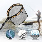 PLUSINNO Floating Fishing Net, Rubber Coated Fish net for Easy Catch and Release, Fishing Nets Freshwater for Bass, Trout, Walleye, Kayak, Folding Landing Net for Easy to Carry and Storage
