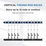 Vertical Fishing Rod Holders Wall-Mounted – Simple Deluxe Fishing Rod Rack, Great Fishing Pole Holder and Rack for Garage, Fishing Pole Holders Up to 6 Rods or Combos in 13.6 Inches, 2 Pairs Blue