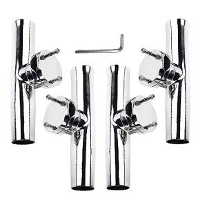 NovelBee 4-Pack Boat Fishing Rod Holder,Stainless Clamp on Fishing Rod Pole Holder for Rails 1-1/4" to 2" ( Tournament Style )