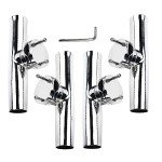 NovelBee 4-Pack Boat Fishing Rod Holder,Stainless Clamp on Fishing Rod Pole Holder for Rails 1-1/4" to 2" ( Tournament Style )