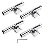NovelBee 4-Pack Boat Fishing Rod Holder,Stainless Clamp on Fishing Rod Pole Holder for Rails 1-1/4" to 2" ( Tournament Style )
