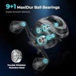 KastKing Verus Baitcasting Fishing Reel, 8.0:1, Left Handed, Black