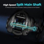 KastKing Verus Baitcasting Fishing Reel, 8.0:1, Left Handed, Black