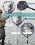 Avlcoaky Rubber Fishing Net Large Fishing Landing Net for Saltwater Fishing Net with Telescoping Handle Kayak Fishing Nets Trout Salmon Fish Net with Bag Extend 70 to 94 Inch Net Depth 27.5 Inch