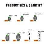 CWSDXM Fishing Weights Sinkers Fishing Worm Weights Assorted Set 50 Pcs, Bullet sinkers, Cannonball & Pencil Drop Shot Weights, Removable Rubber Core Weights for Saltwater