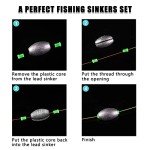 CWSDXM Fishing Weights Sinkers Fishing Worm Weights Assorted Set 50 Pcs, Bullet sinkers, Cannonball & Pencil Drop Shot Weights, Removable Rubber Core Weights for Saltwater