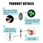 CWSDXM Fishing Weights Sinkers Fishing Worm Weights Assorted Set 50 Pcs, Bullet sinkers, Cannonball & Pencil Drop Shot Weights, Removable Rubber Core Weights for Saltwater