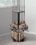 Ghosthorn Fishing Rod Holders for Garage 360 Degree Rotating Fishing Pole Rack, Floor Stand Holds up to 16 Rods Wood Fishing Gear Equipment Storage Organizer, Fishing Gifts for Men