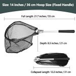 Yeahmart Fishing Net Minnow Nets with Aluminum Collapsible Telescopic Fishing Pole Handle and Nylon Mesh, Small Fishing Landing Net for Saltwater Freshwater, Extends to 21 inch (Fixed Handle)