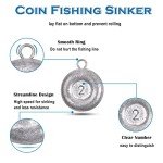 Disc Sinkers Fishing Weights Coin Fishing Sinker Weights Saltwater Surf Fishing Weights Catfishing Gear Tackle for Drifting Trolling Bottom Fishing Saltwater 1oz 2oz 3oz 4oz 5oz 6oz 8oz （2oz, 6pcs