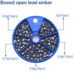 FREGITO 117PCS/100PCS/205pcs/250PCS, Weight Sinkers 6 Sizes Lead Weights Round Split Shot Sinker Removable Fishing Weights Sinkers