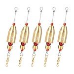Booms Fishing CRR Carolina Ready Rigs for Bass Fishing Saltwater, 5pcs Brass Pre Rigged Carolina Rigs Kit, Fishing Weights Bullet Weights Carolina Keeper, 1oz Brass